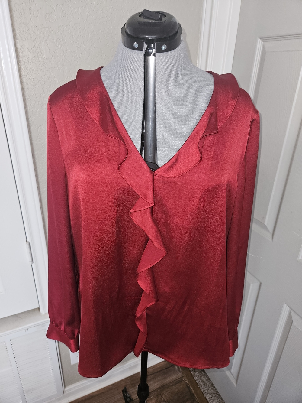 Vince Camuto Crimson Ruffle Front Blouse